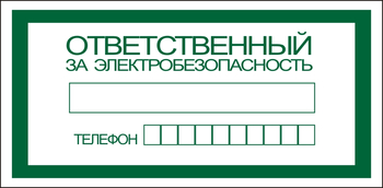 S25 Ответственный за электробезопасность - Знаки безопасности - Знаки по электробезопасности - Магазин охраны труда Протекторшоп